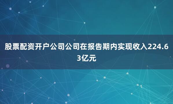 股票配资开户公司公司在报告期内实现收入224.63亿元